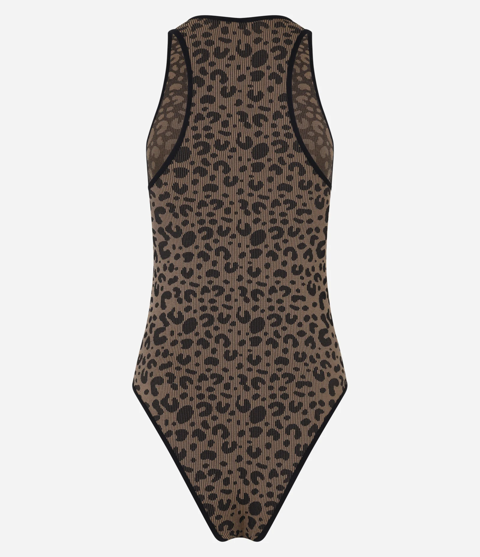 Body Lingerie sem Bojo em Poliamida Seamless Estampada de Oncinha Marrom 6