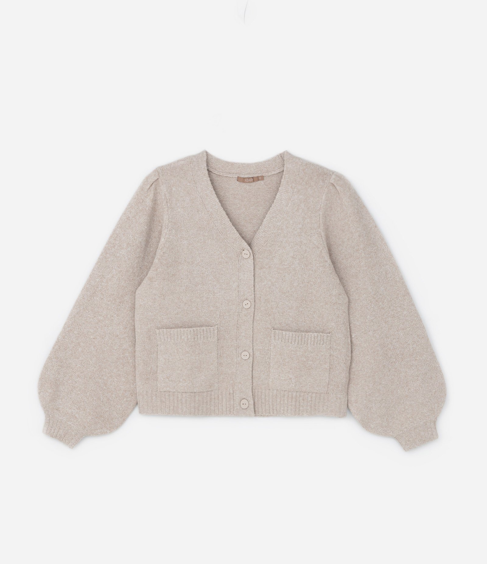 Cardigan Curto em Tricô e Bolsinho Curve & Plus Size Bege 5