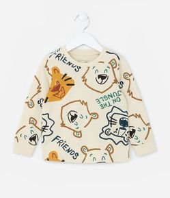 Camiseta Infantil com Estampa Outline e Bichinhos - Tam 1 a 5/6 Anos