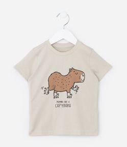 Camiseta Infantil com Estampa Capivara de Patins - Tam 1 a 5 Anos