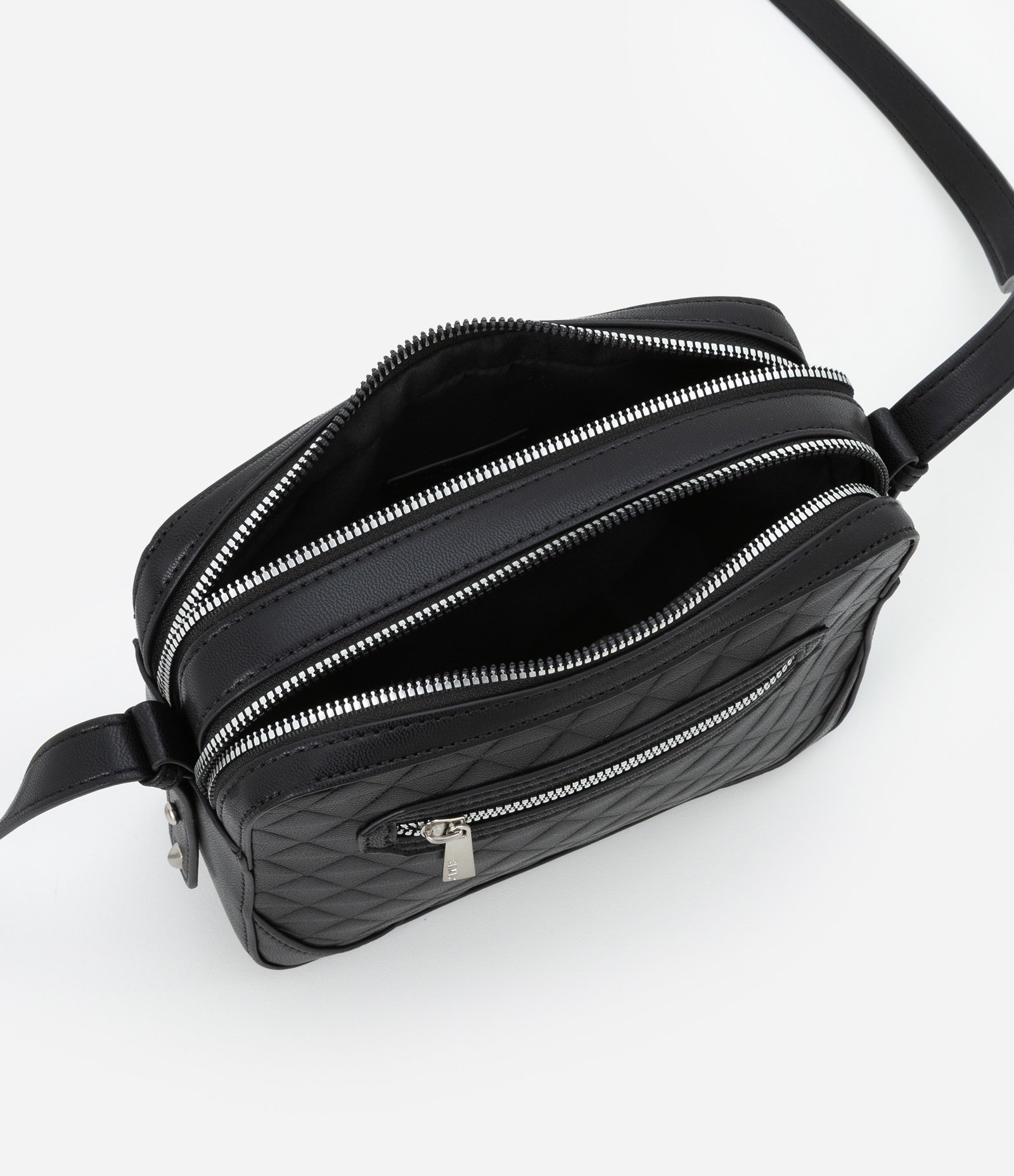 Bolsa Transversal Pequena com Textura Preto 5