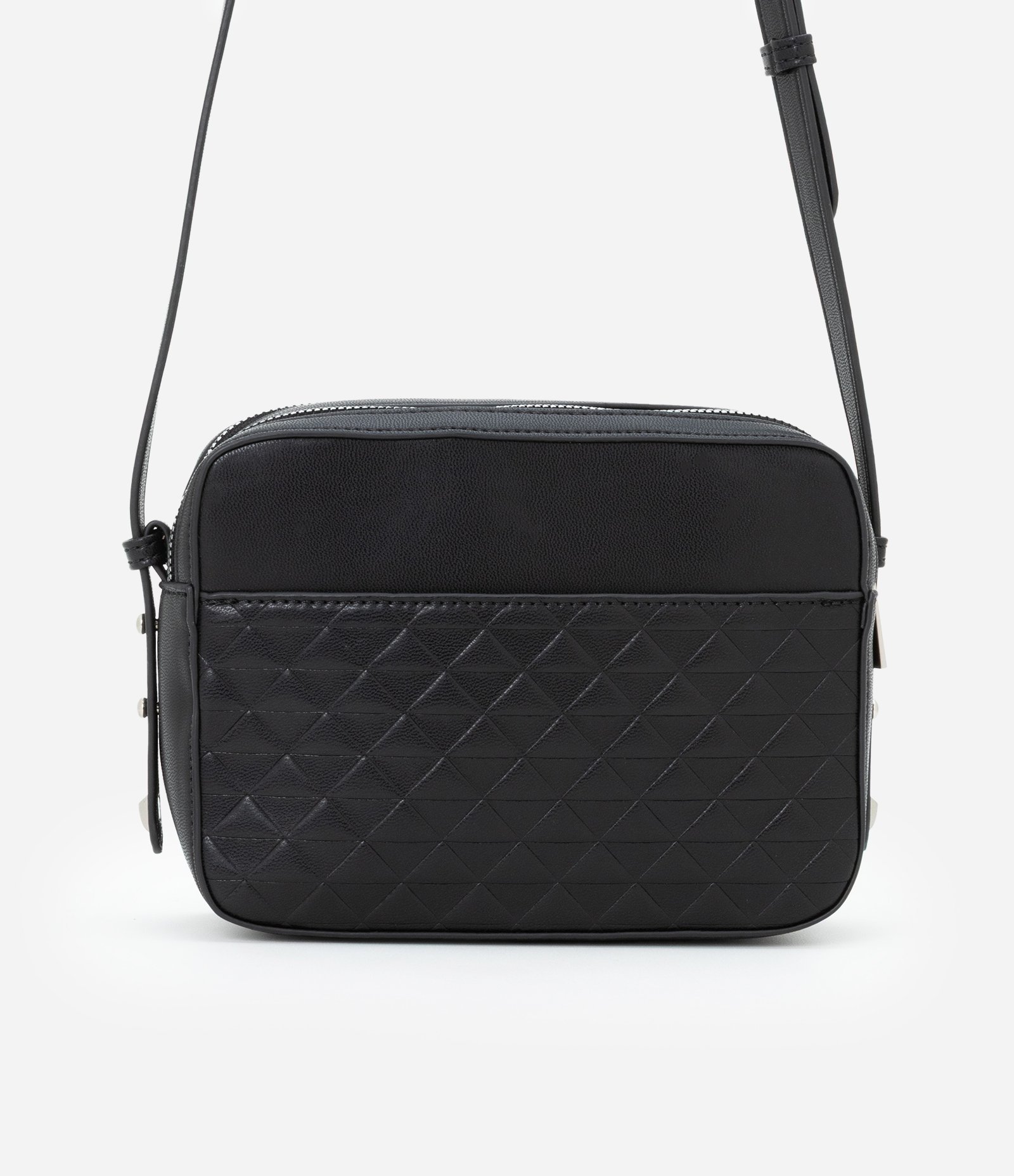Bolsa Transversal Pequena com Textura Preto 6