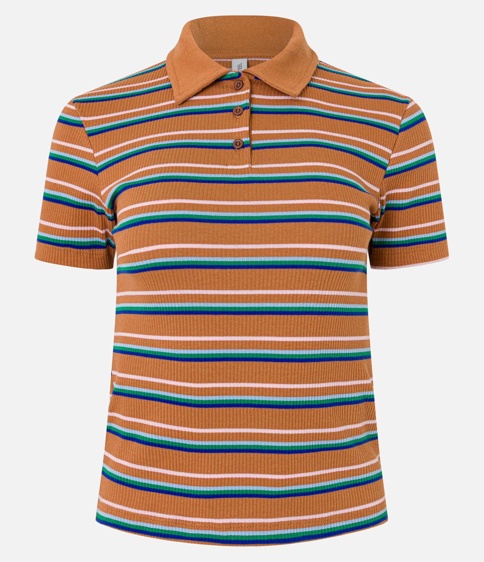 Blusa Polo em Ribana Listrada Laranja 4