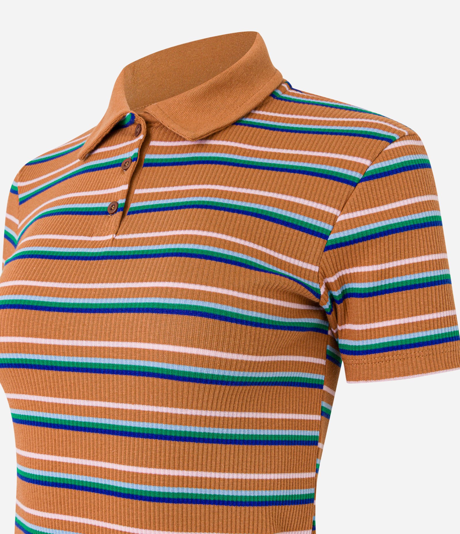 Blusa Polo em Ribana Listrada Laranja 5