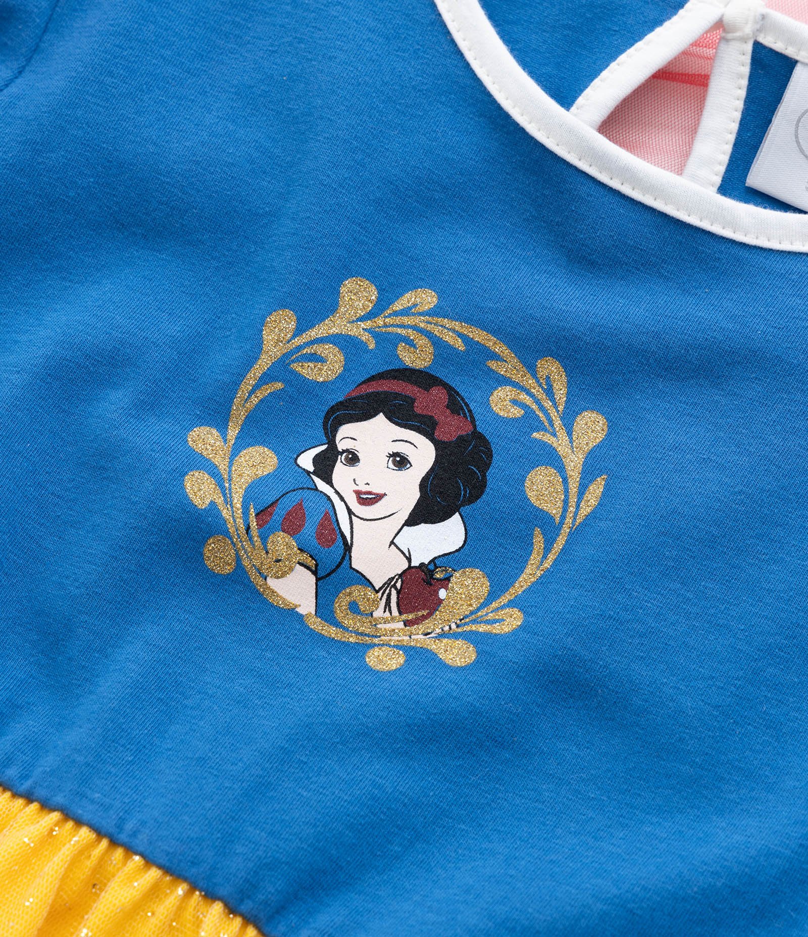 Vestido Infantil com Estampa da Branca de Neve - Tam 3 a 8 Anos Azul/Amarelo 10