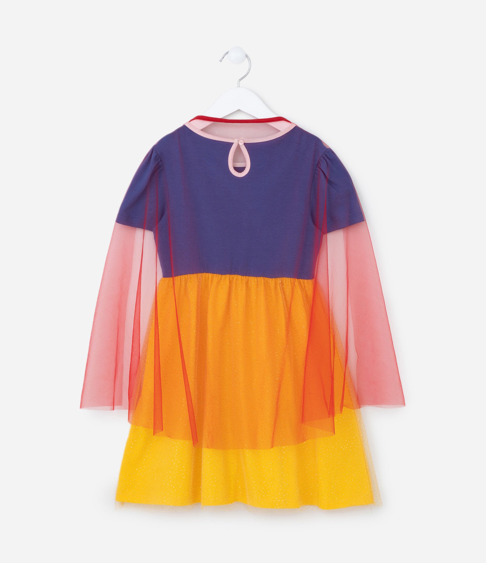 Vestido Infantil com Estampa da Branca de Neve - Tam 3 a 8 Anos Azul/Amarelo 2