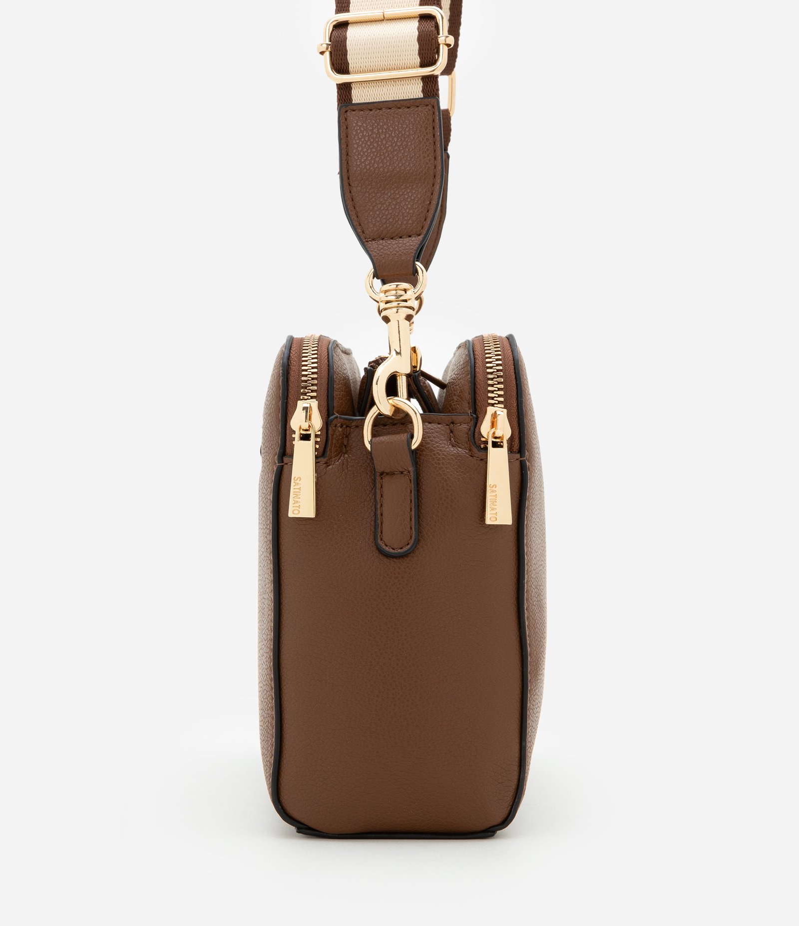 Bolsa Transversal Média em PU com Alça Gorgorão Marrom 2