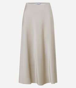 Saia Midi Evasê em Tecido Acetinado