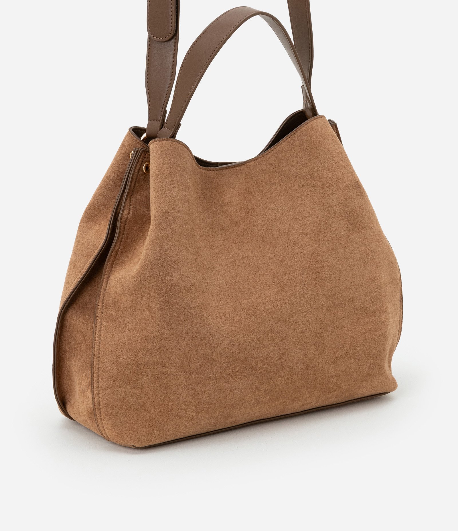 Bolsa Grande com Detalhamento em PU e Duas Alças Marrom 2
