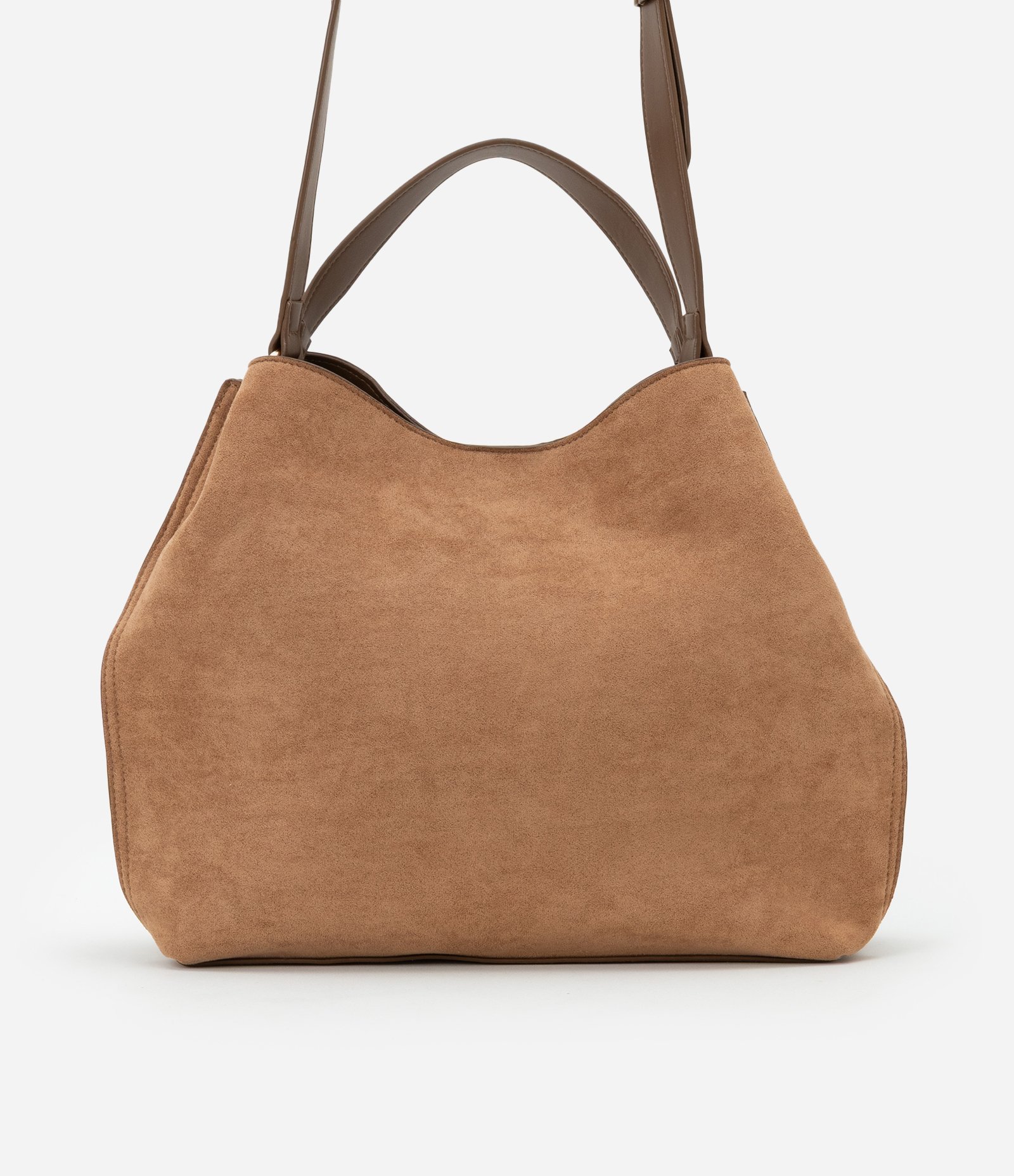 Bolsa Grande com Detalhamento em PU e Duas Alças Marrom 4