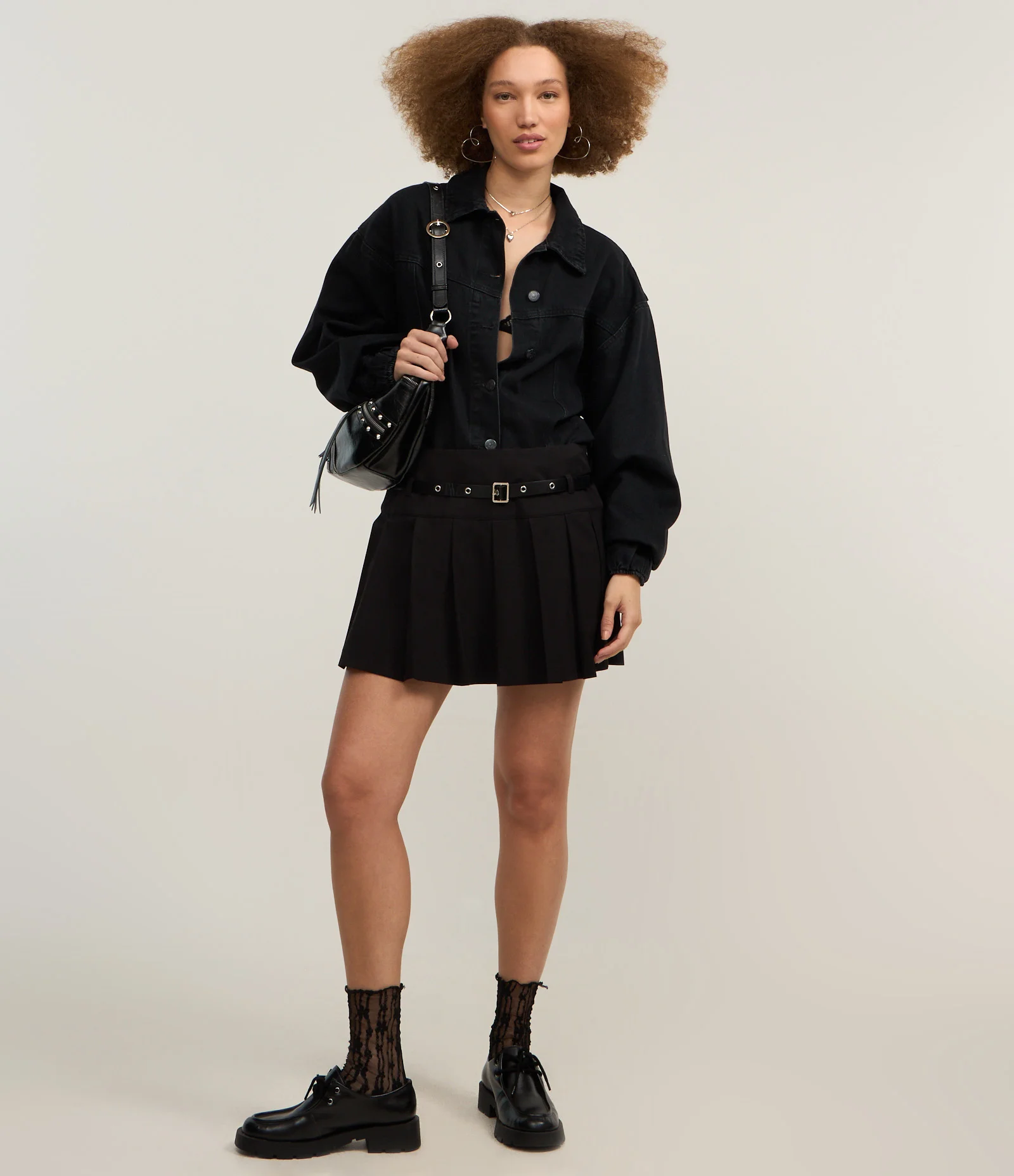 Jaqueta Oversized em Sarja com Recortes Preto 2