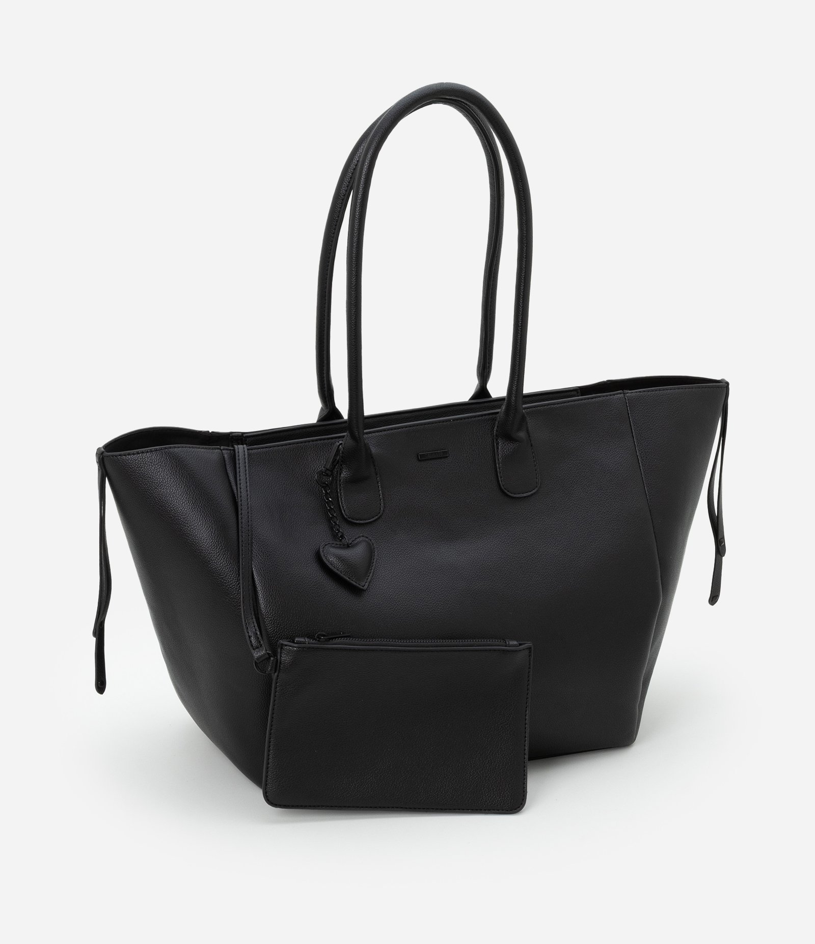 Bolsa Shopper em PU com Pendente de Coração Preto 2
