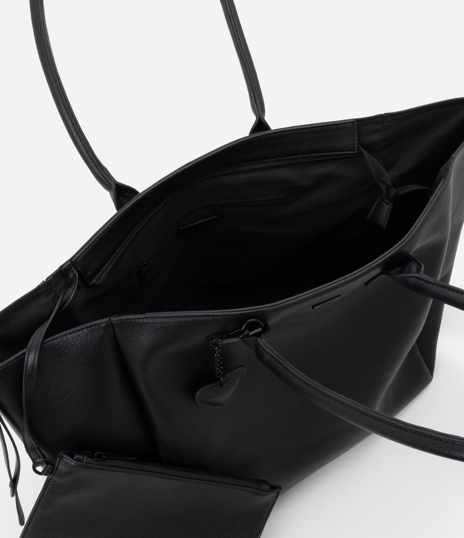 Bolsa Shopper em PU com Pendente de Coração Preto 5