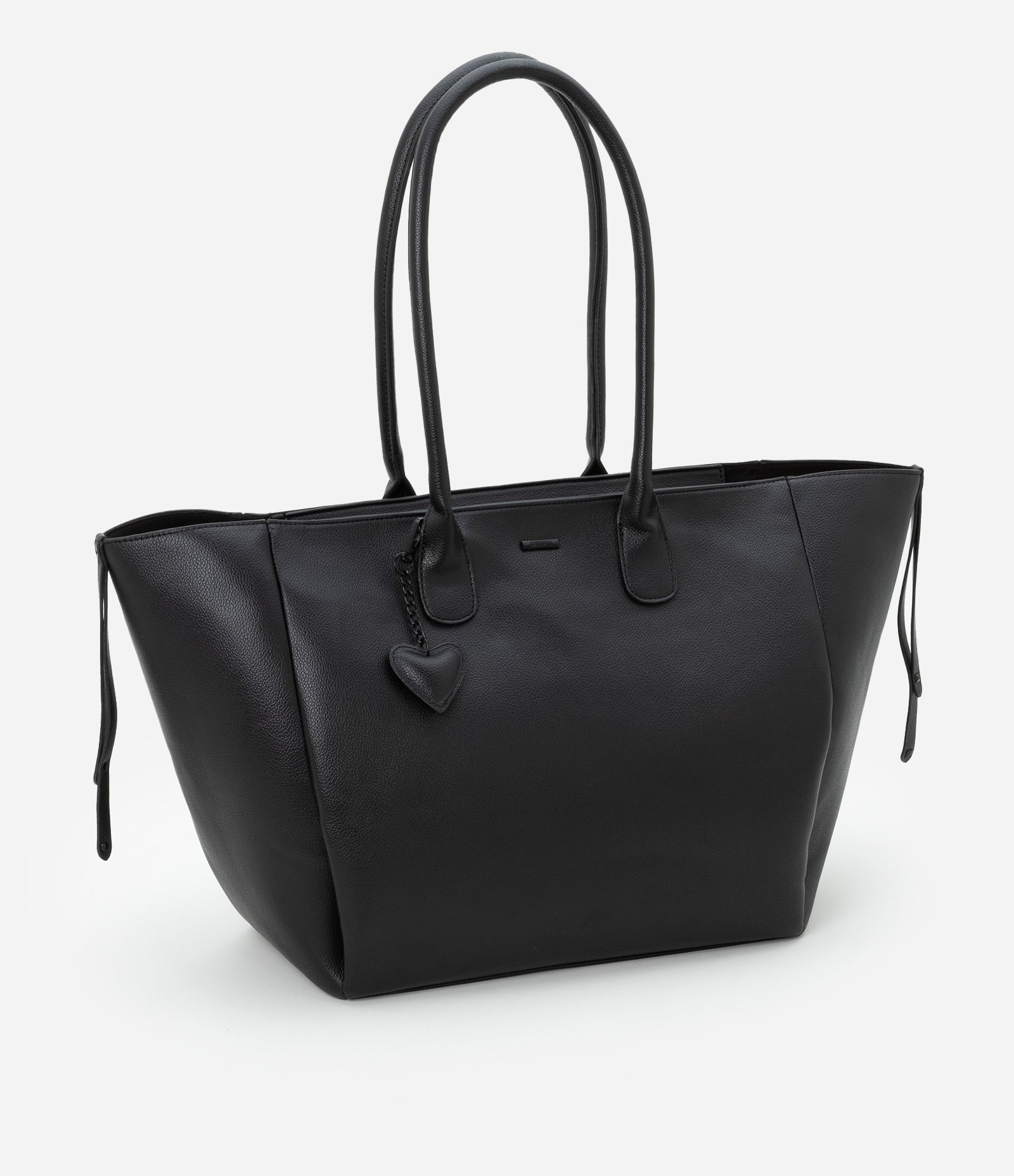 Bolsa Shopper em PU com Pendente de Coração Preto 7