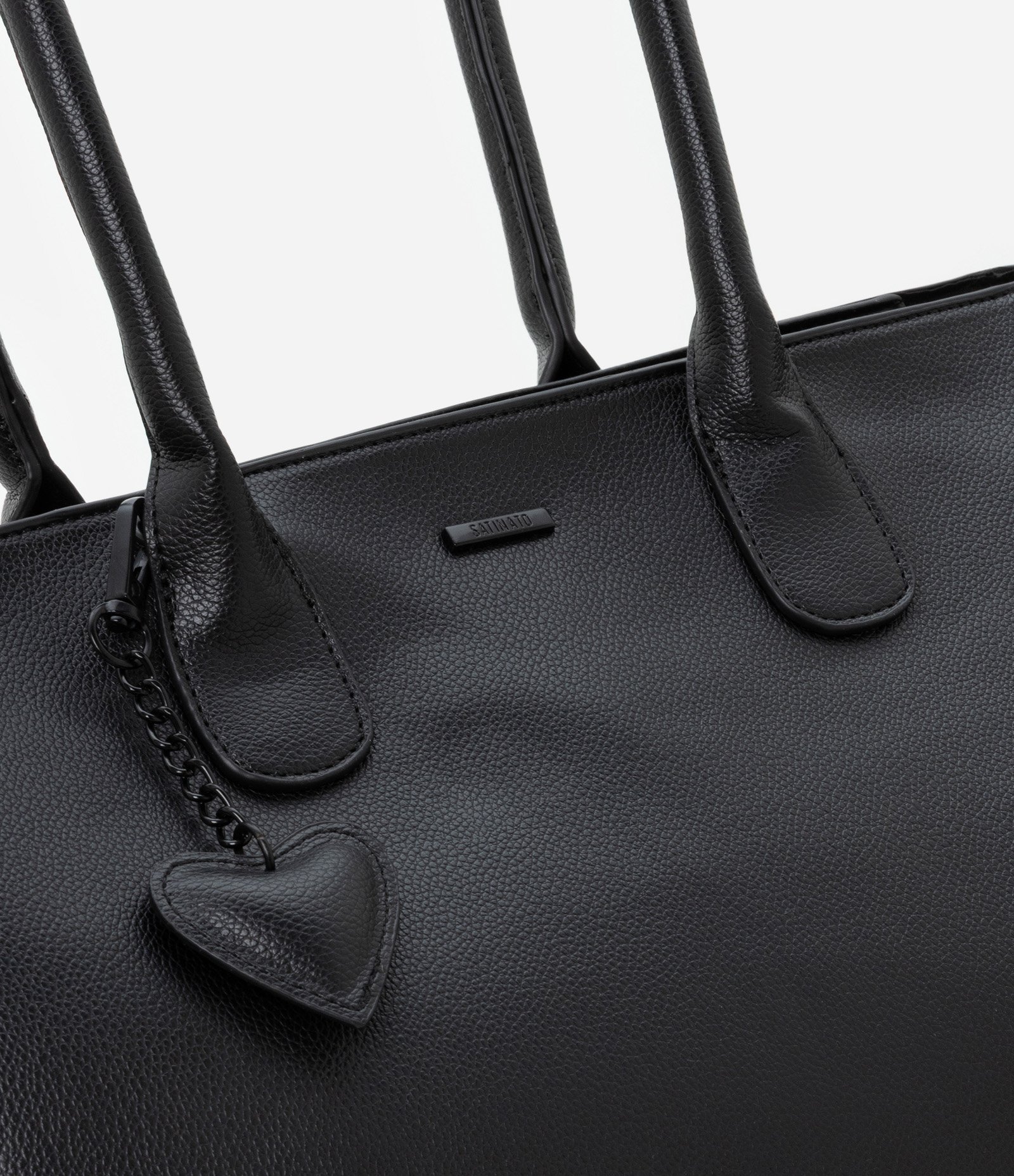 Bolsa Shopper em PU com Pendente de Coração Preto 8