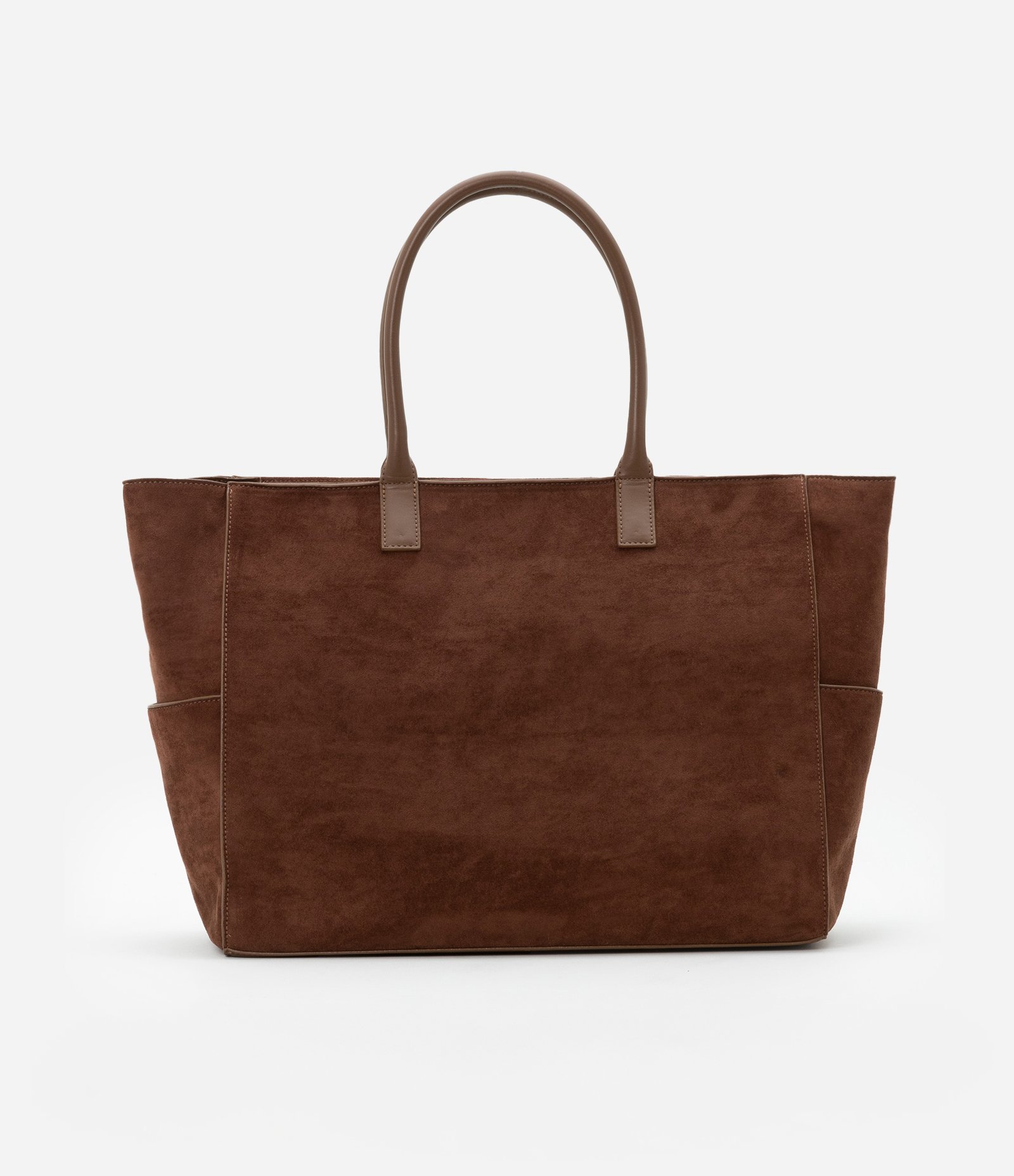 Bolsa Shopper Grande com Alça Média e Recortes Marrom