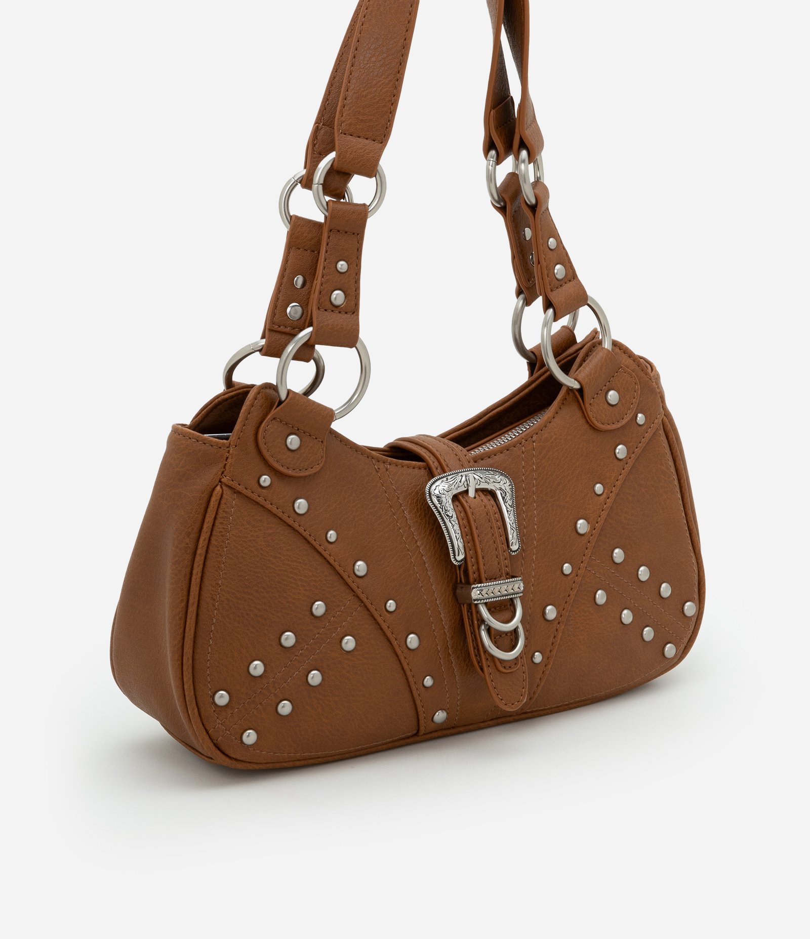 Bolsa Baguete Western em PU com Fivela Frontal e Alças Detalhadas Marrom 2