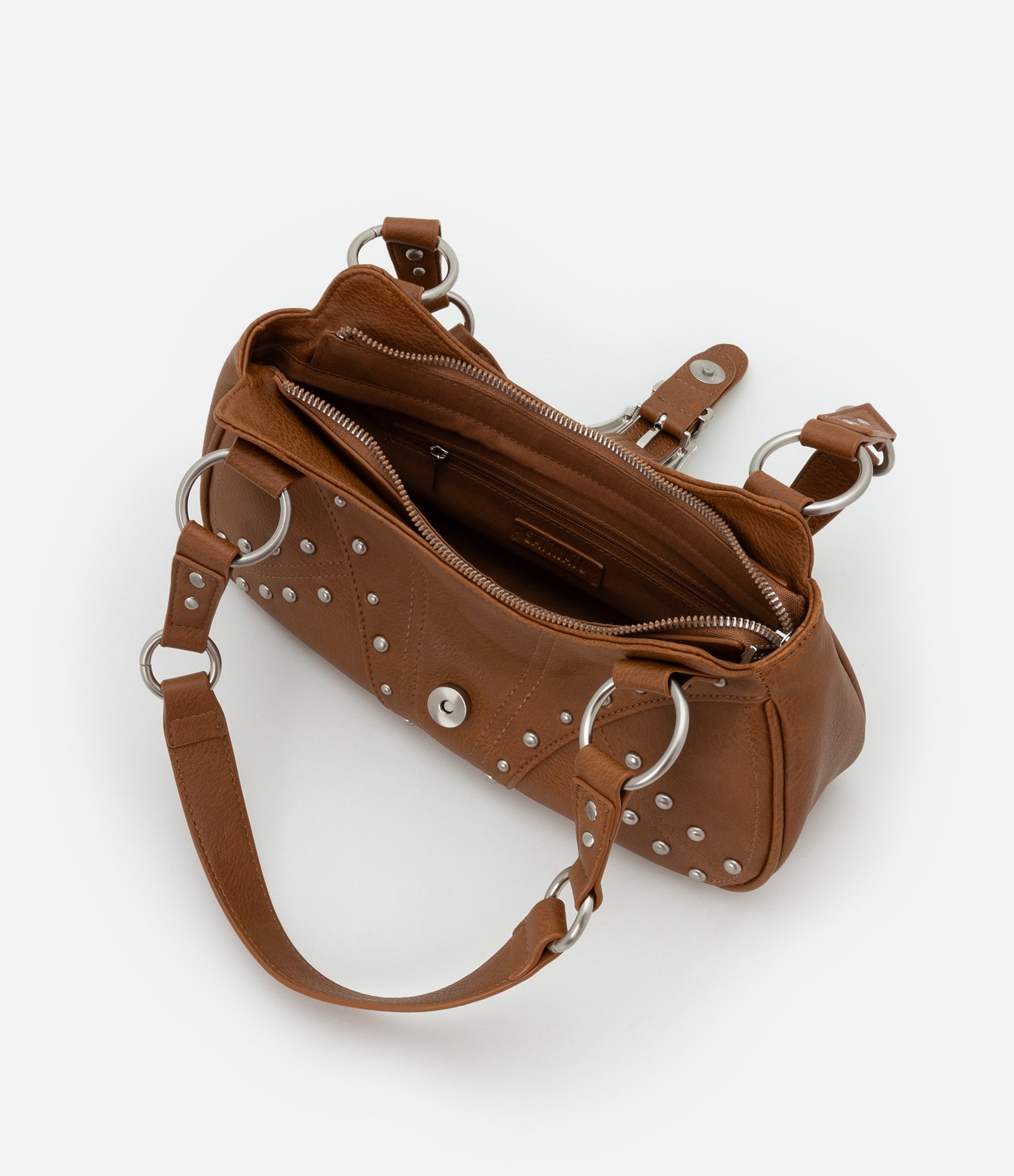 Bolsa Baguete Western em PU com Fivela Frontal e Alças Detalhadas Marrom 5