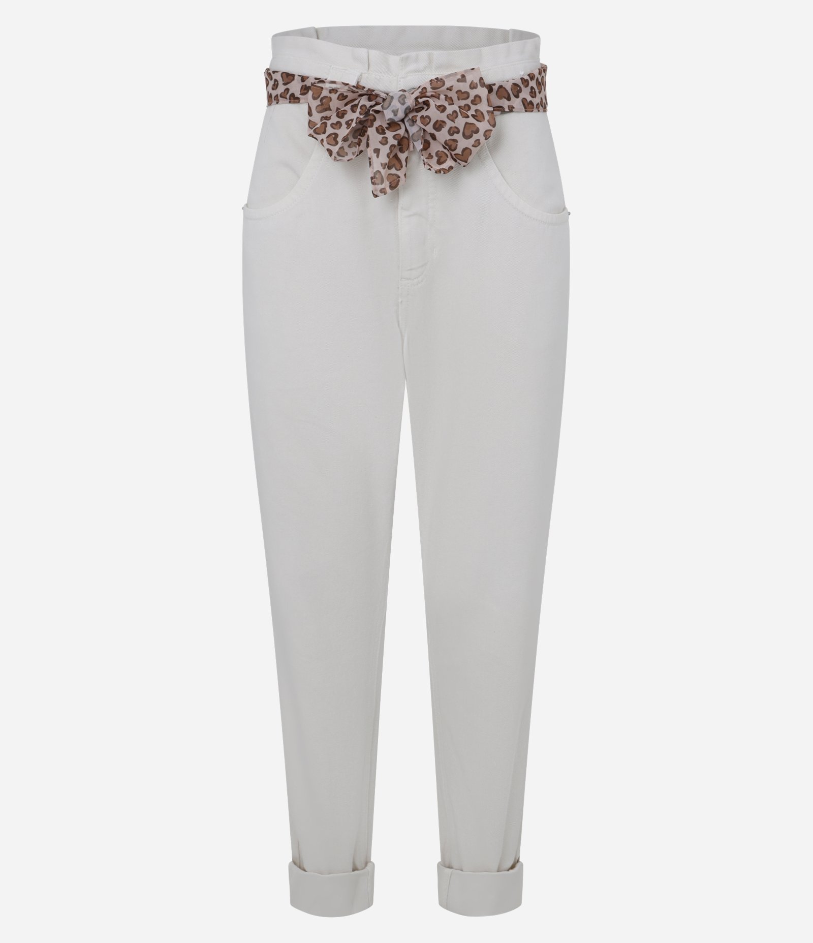 Calça Mom em Jeans com Lenço Estampado Animal Print Branco 5