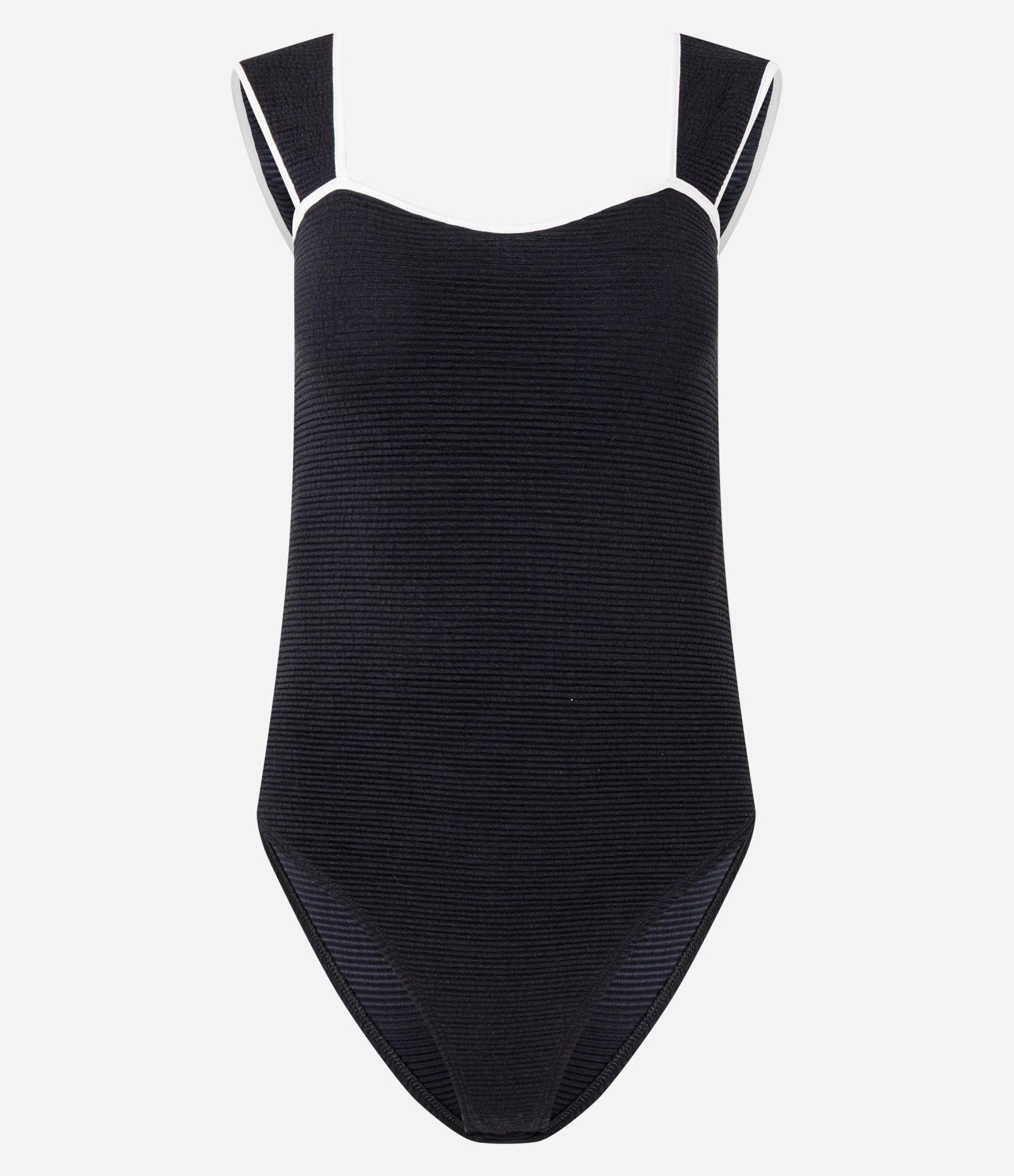 Body Texturizado com Viés Contrastante e Alça Larga Preto 4