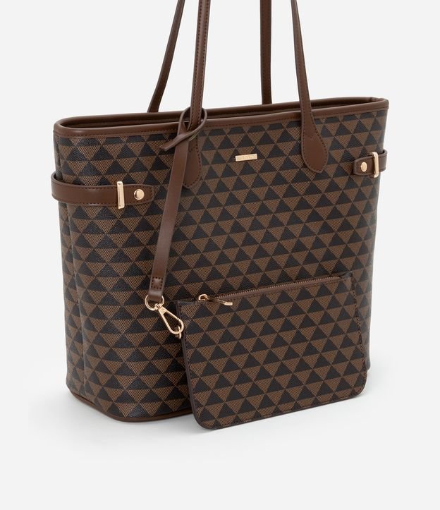 Bolsa Shopper Grande com Estampa de Triângulos e Carteira