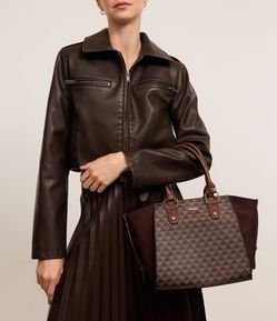 Bolsa Satchel Grande em PU com Duas Alças