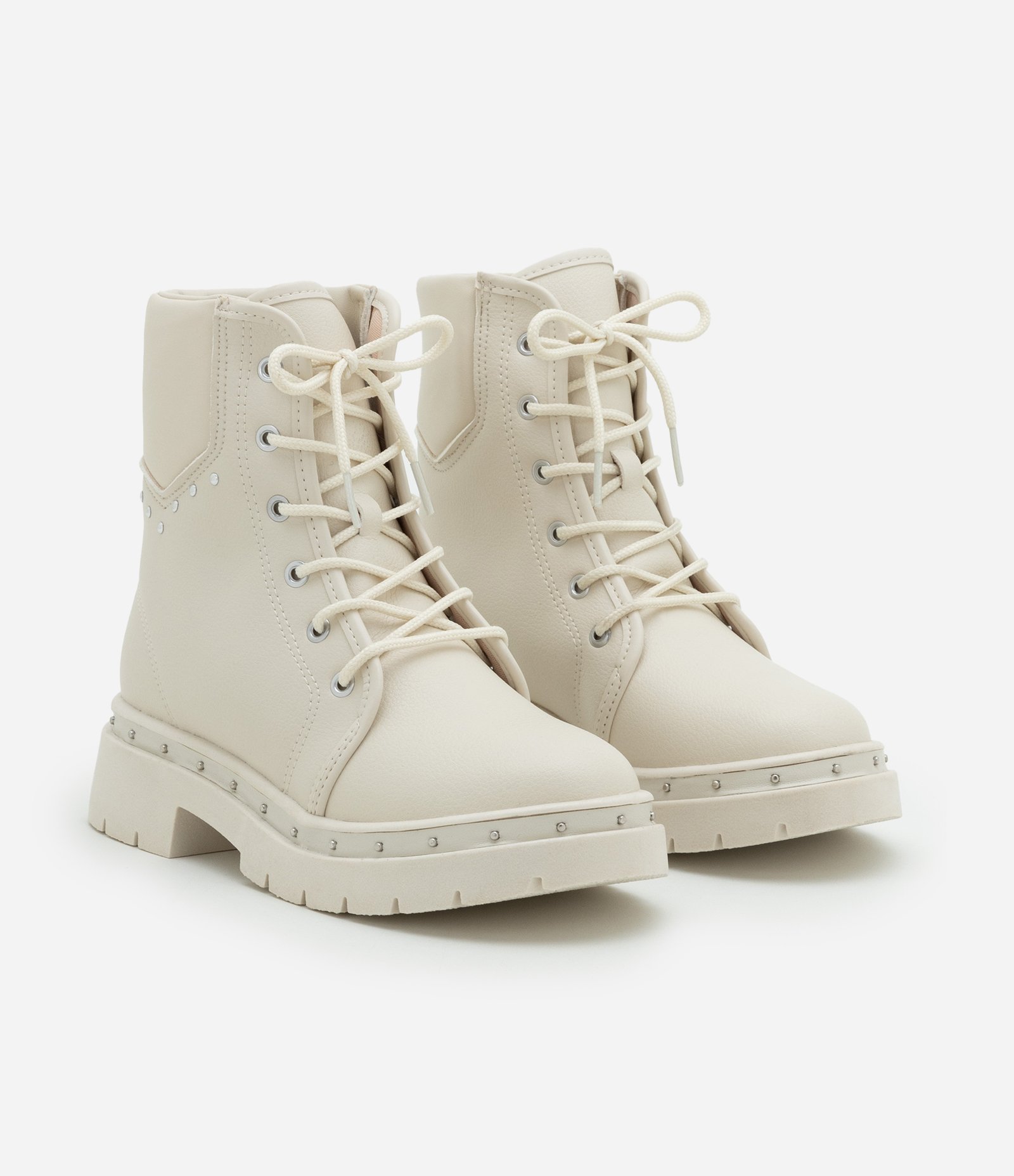 Bota Infantil Cano Alto em PU com Tacinhas - Tam 26 ao 36 Off White 1