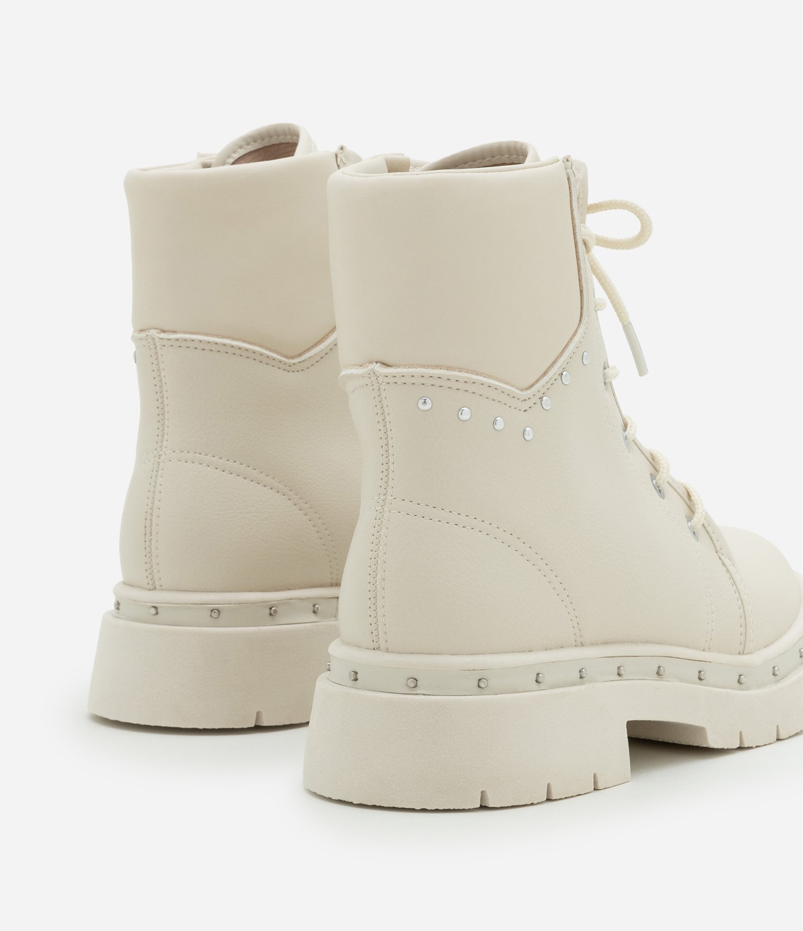 Bota Infantil Cano Alto em PU com Tacinhas - Tam 26 ao 36 Off White 2