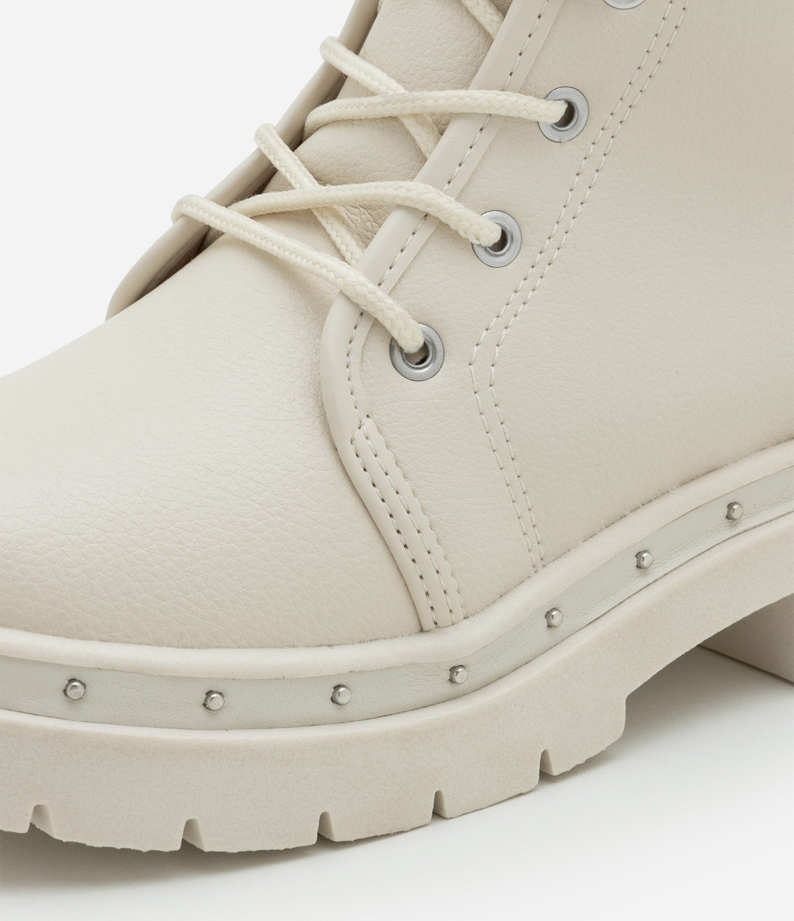 Bota Infantil Cano Alto em PU com Tacinhas - Tam 26 ao 36 Off White 3