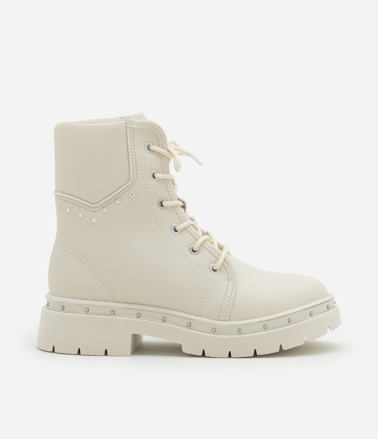 Bota Infantil Cano Alto em PU com Tacinhas - Tam 26 ao 36 Off White 5