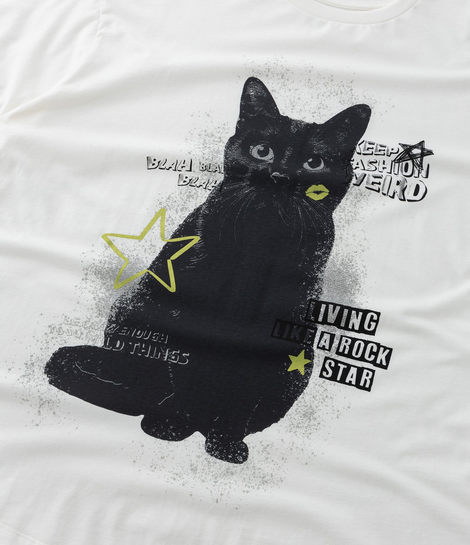 Camiseta em Algodão Estampada de Gatinho Curve & Plus Size Branco 6