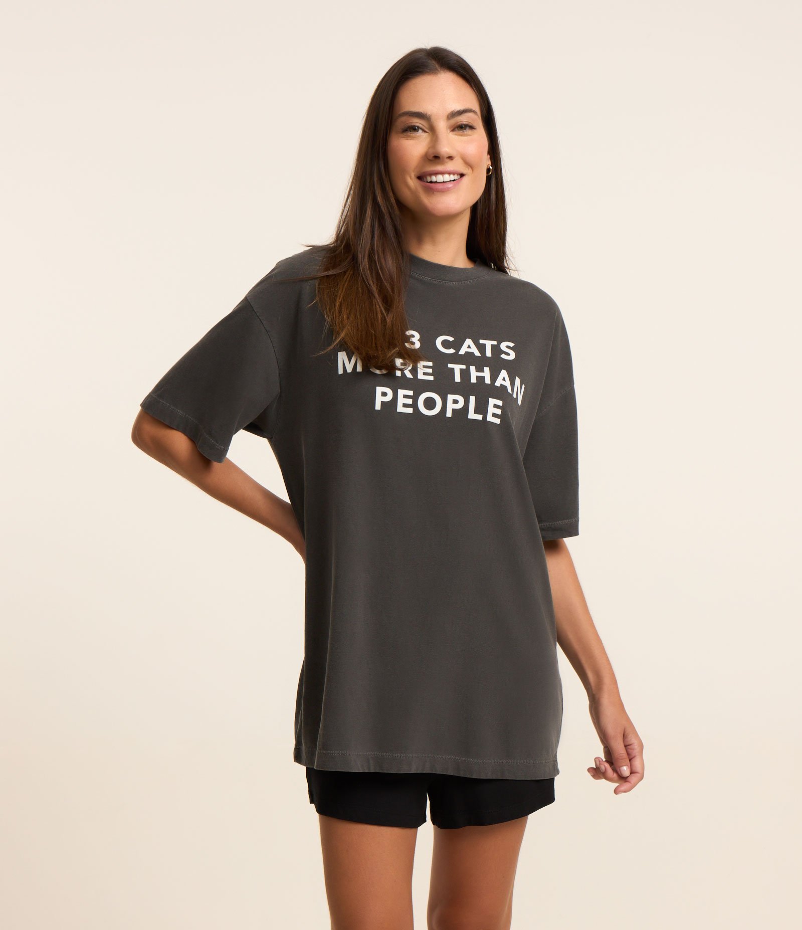 Blusa de Pijama Manga Curta com Lettering Preto 1