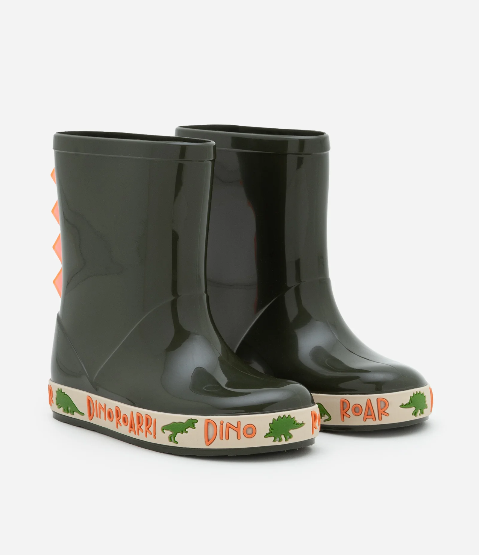 Bota Galocha Infantil com Cristas de Dino em 3D -Tam 21/22 ao 27/28 Verde 1