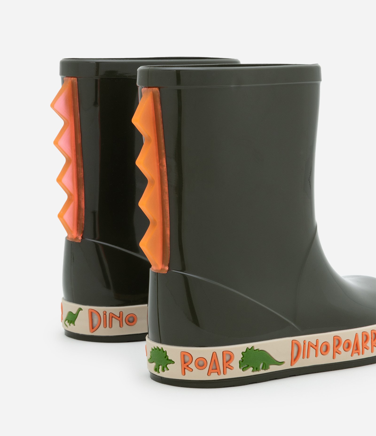 Bota Galocha Infantil com Cristas de Dino em 3D -Tam 21/22 ao 27/28 Verde 2