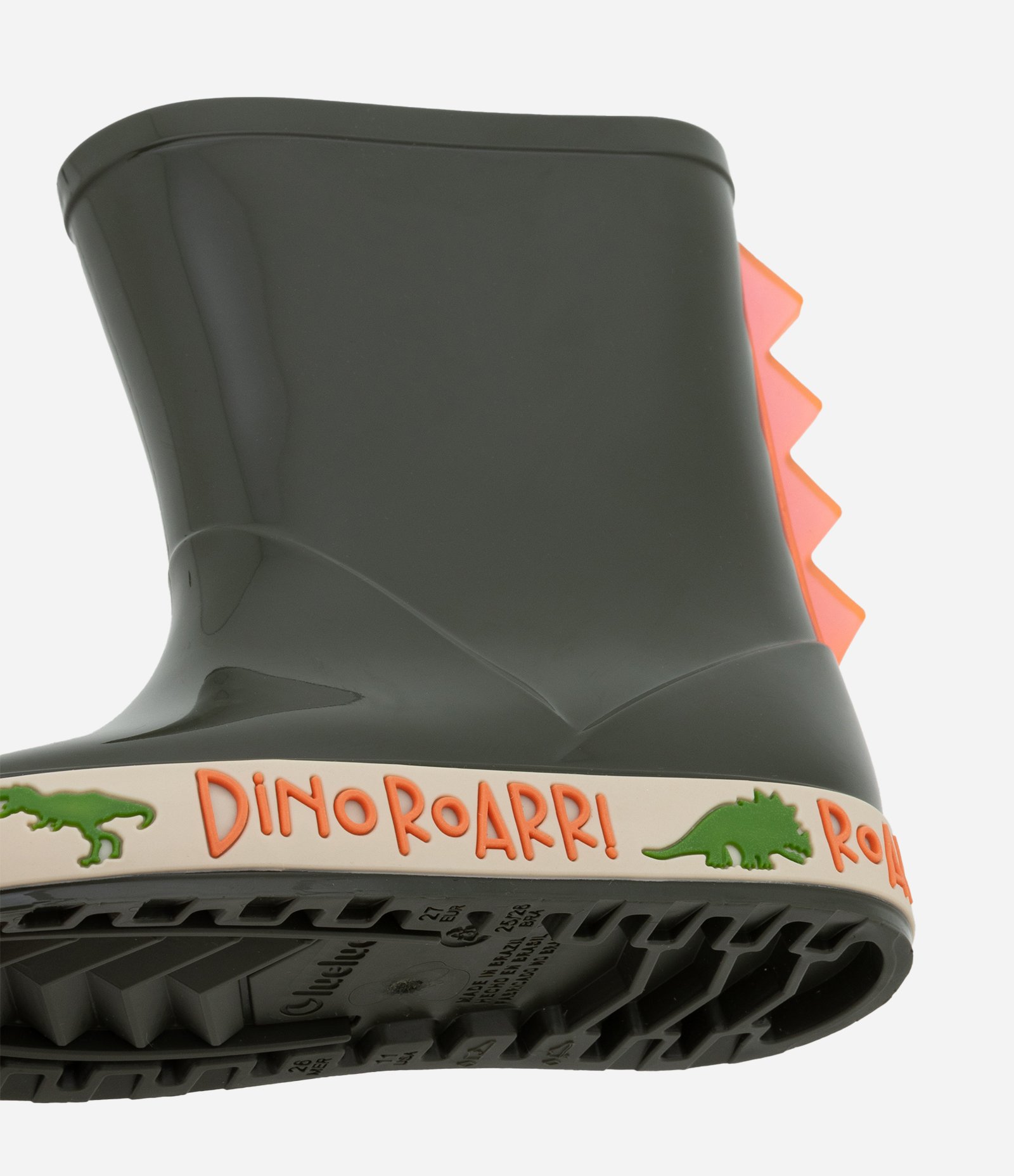 Bota Galocha Infantil com Cristas de Dino em 3D -Tam 21/22 ao 27/28 Verde 4