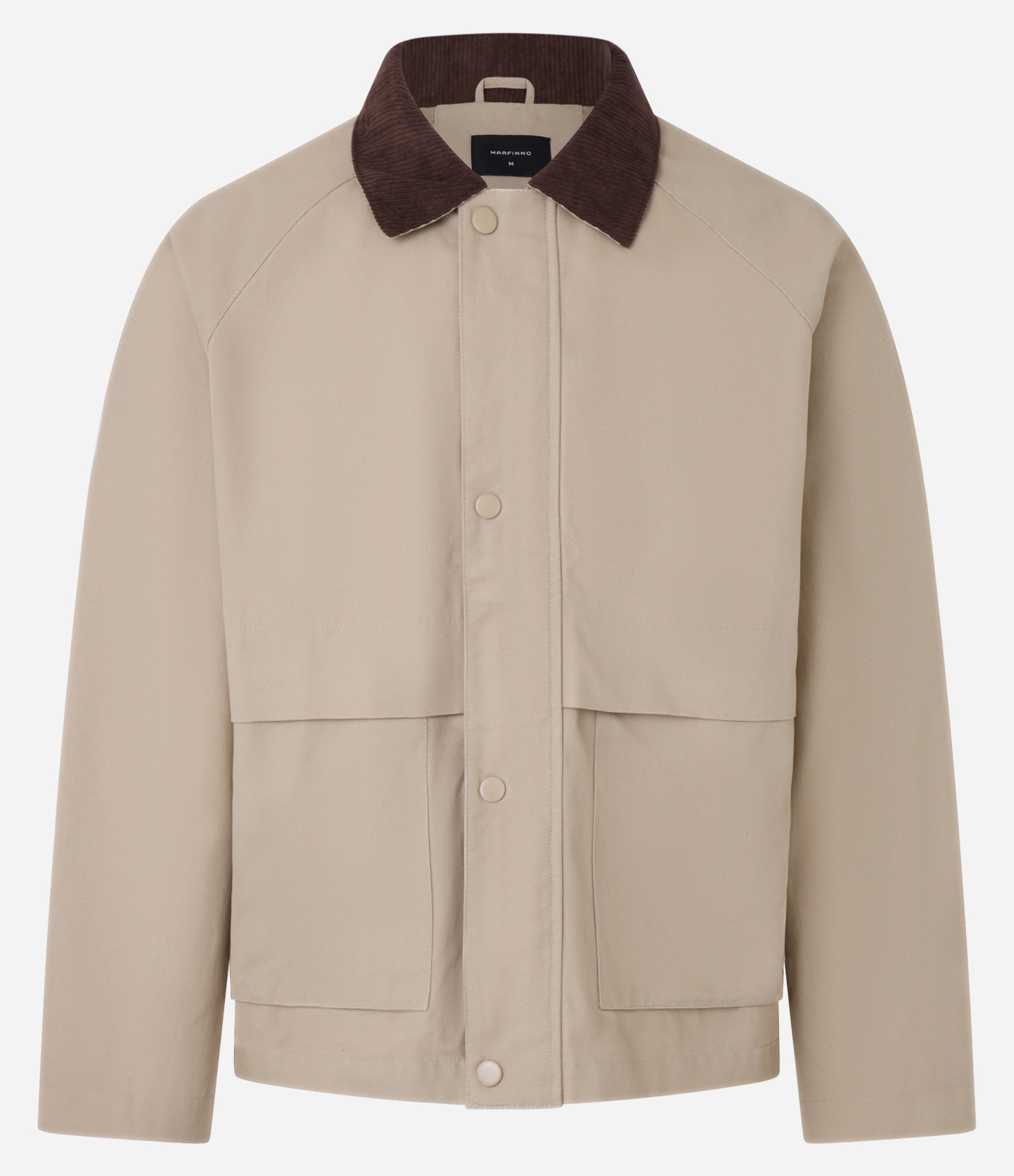 Jaqueta em Algodão com Gola de Veludo e Bolsos Largos Bege 5