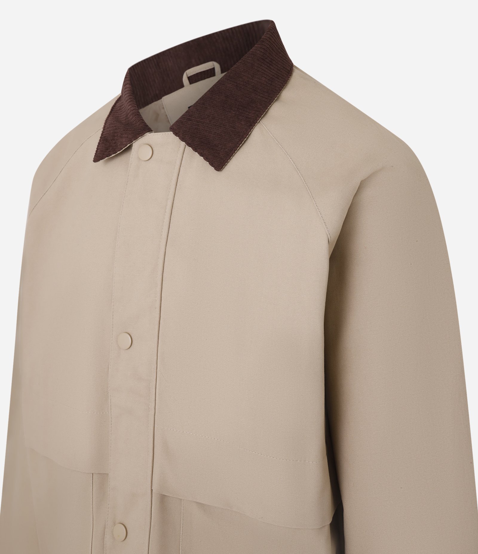 Jaqueta em Algodão com Gola de Veludo e Bolsos Largos Bege 6