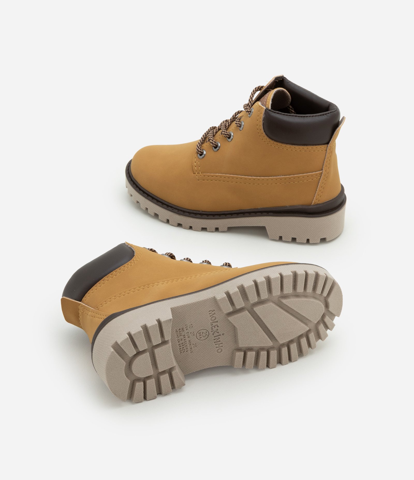 Bota Coturno Infantil em Pu Tratorado - Tam 20 ao 26 Caramelo 3