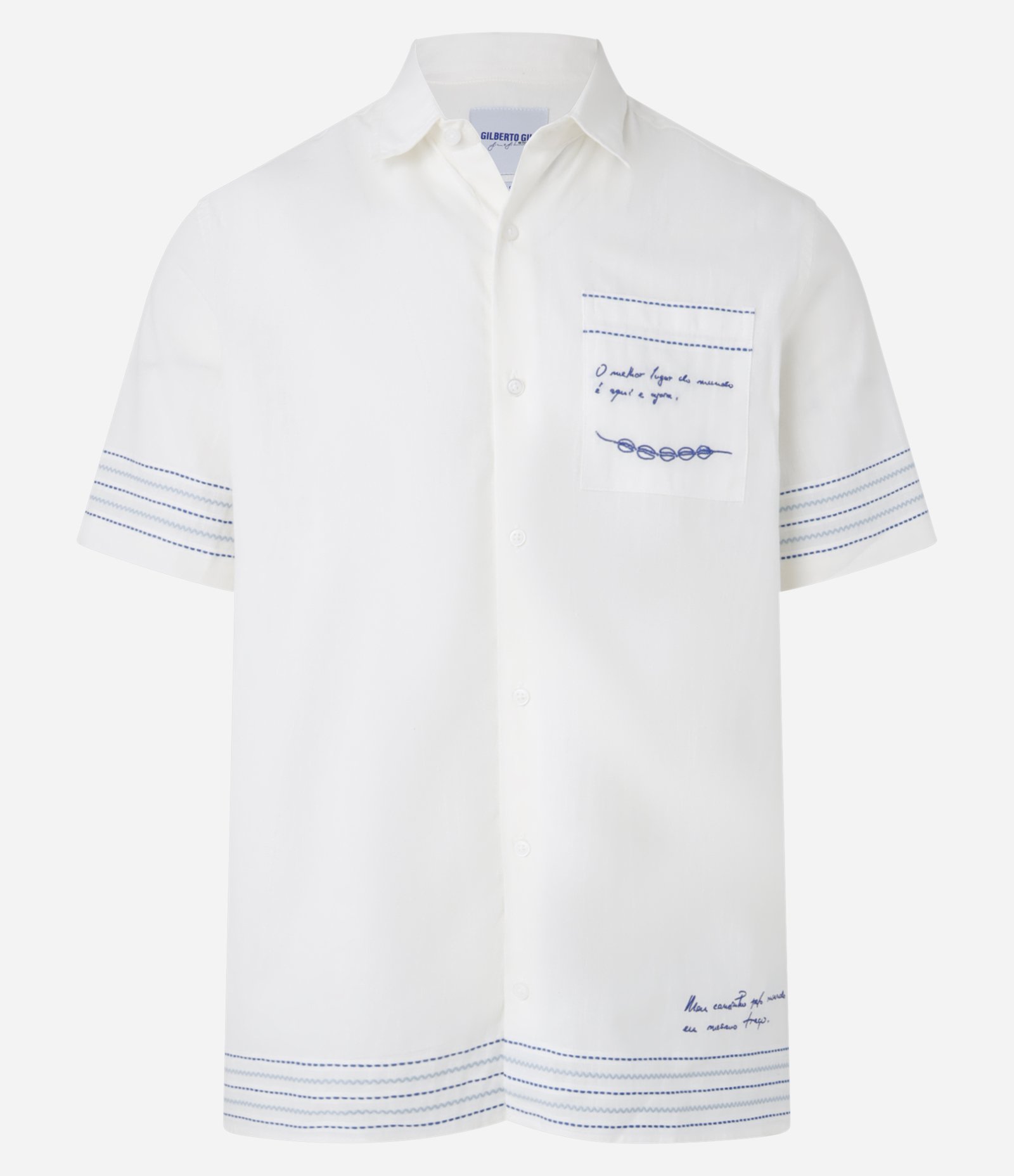 Camisa em Tricoline com Bordado Meu Caminho eu Mesmo Traço Gilberto Gil Branco 6