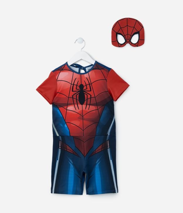 Macacão Infantil com Máscara e Estampa Homem-Aranha - Tam 3 a 8 Anos