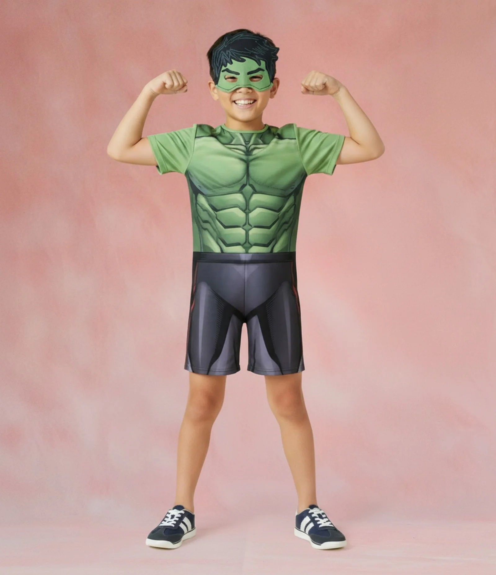 Macacão Infantil com Máscara e Estampa Hulk - Tam 3 a 8 Anos Verde 1