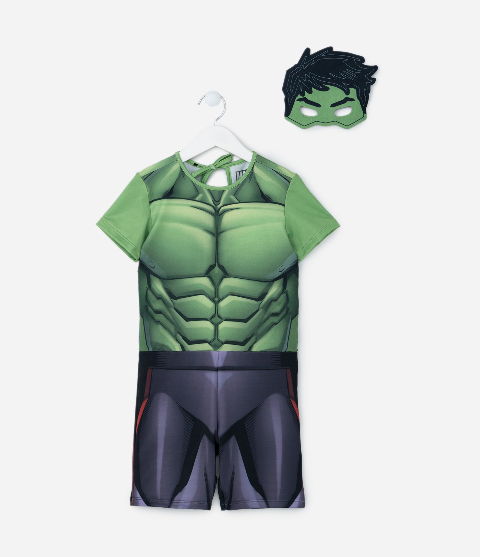Macacão Infantil com Máscara e Estampa Hulk - Tam 3 a 8 Anos Verde 1