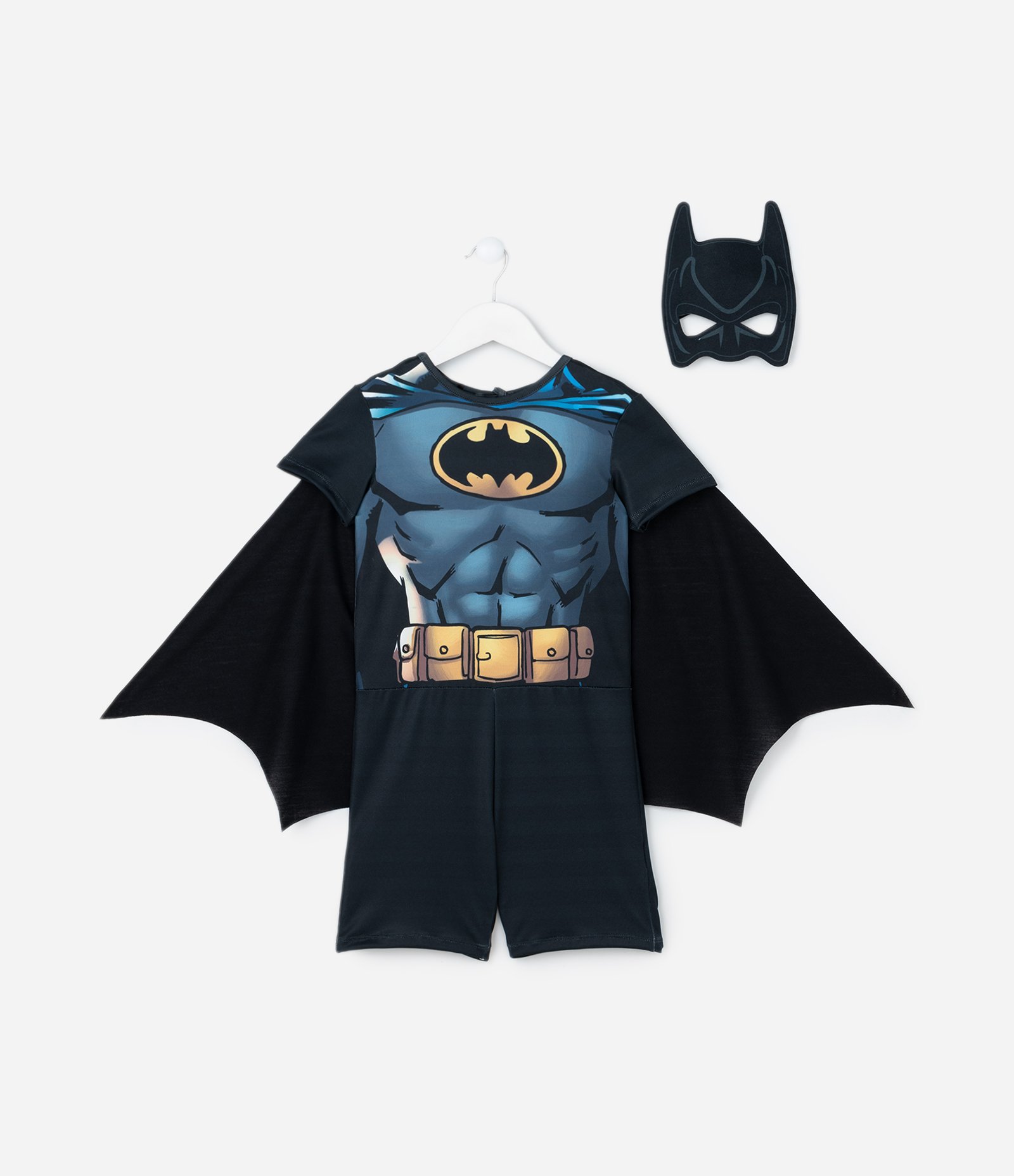 Macacão Infantil com Máscara e Estampa Batman - Tam 3 a 8 Anos Preto 1