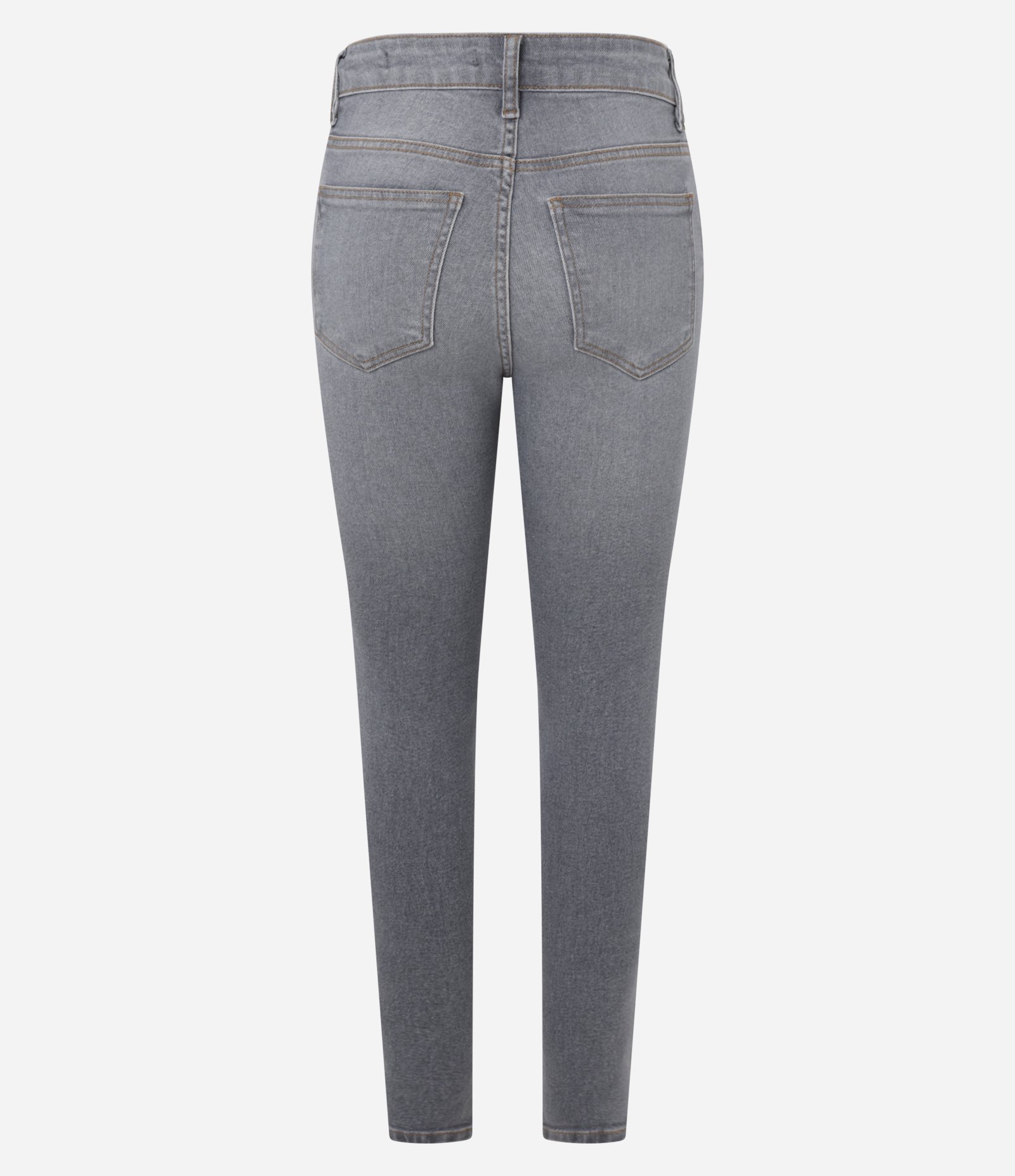 Calça Skinny em Jeans com Elastano e Cintura Alta Cinza 4