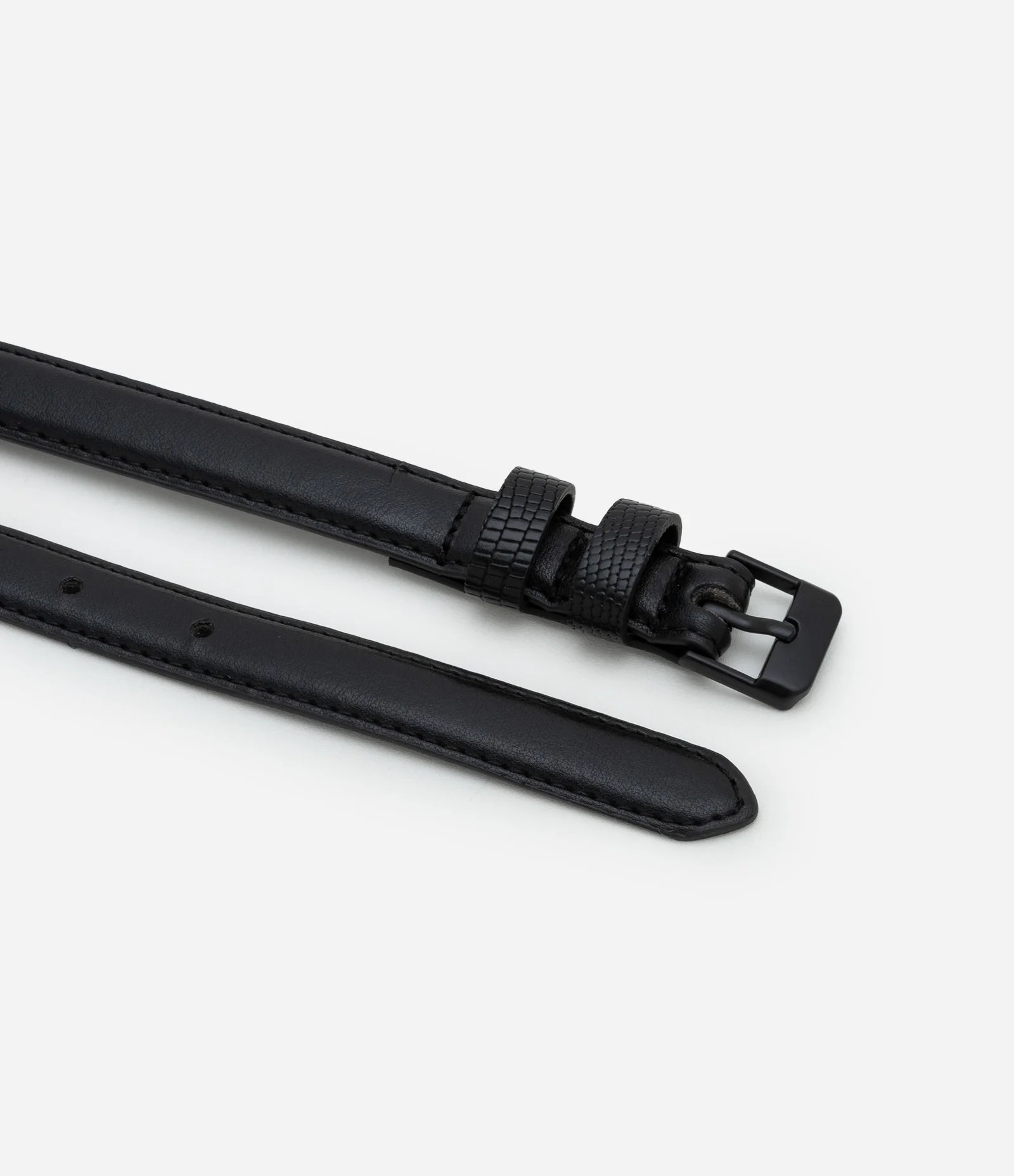 Kit 02 Cintos Finos em PU com Textura Cobra Preto 2