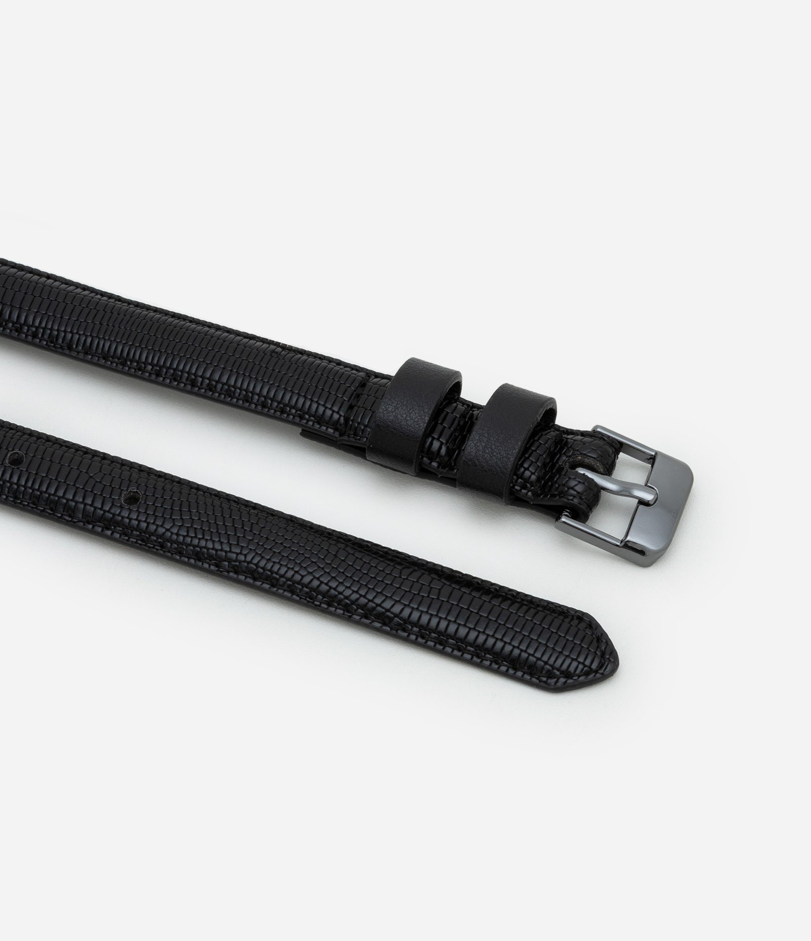 Kit 02 Cintos Finos em PU com Textura Cobra Preto 3