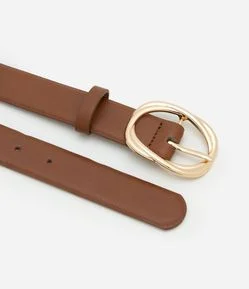 Cinto Médio em PU com Fivela Redonda