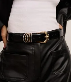 Cinto Médio em com Fivela Redonda e Mix de Argolas Bicolor