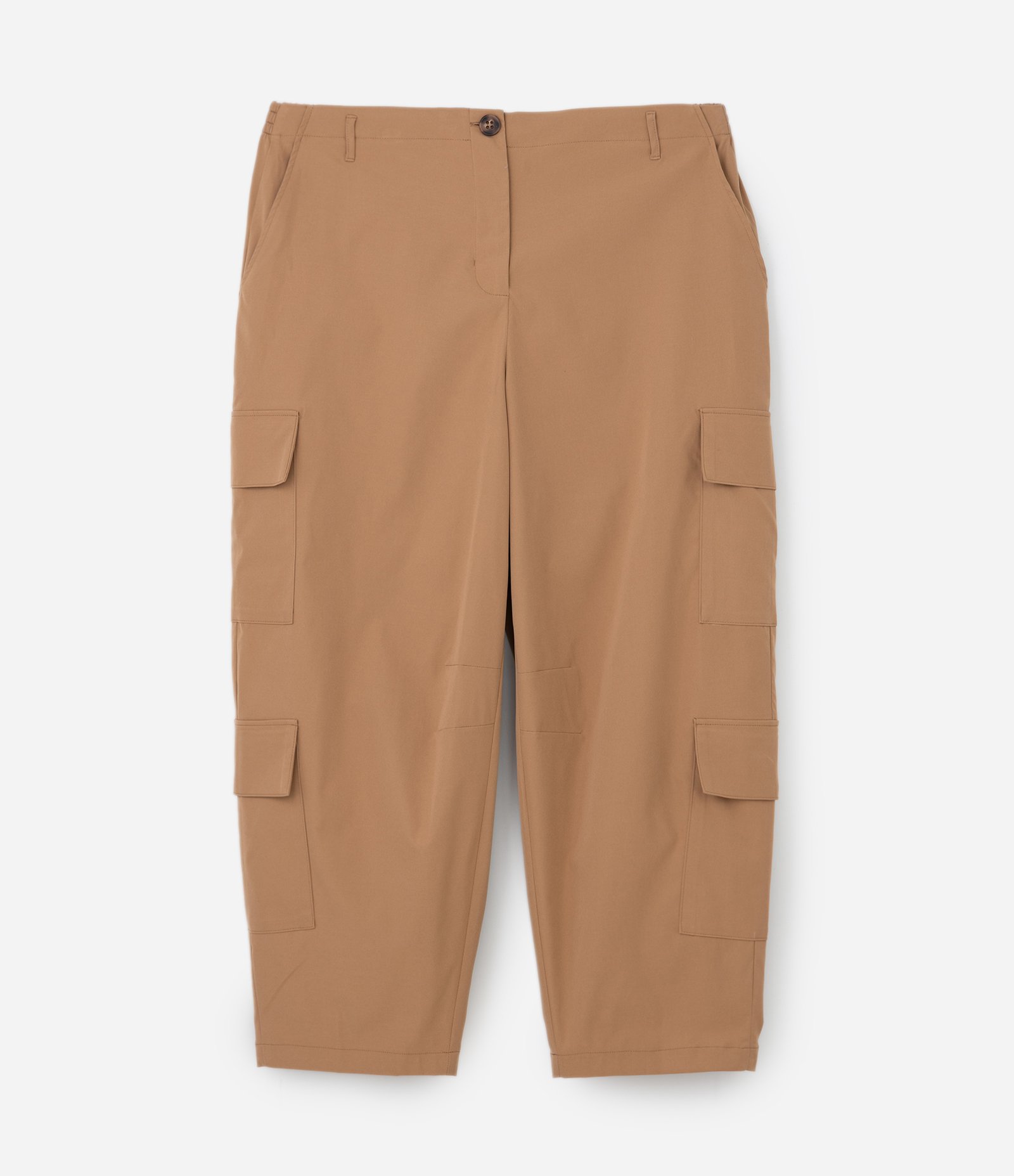 Calça Barrel Empapelada com Bolsos Cargo Curve & Plus Size Bege 5