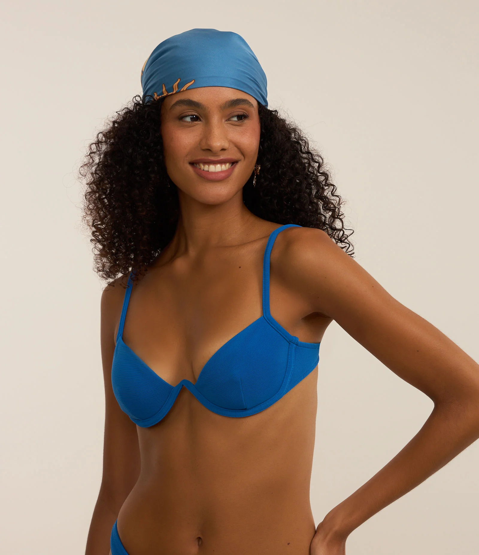 Biquíni Top Meia Taça em Microfibra Com Bojo e Aro Azul 1